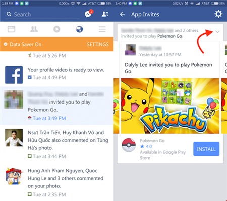 Chặn lời mời chơi game Pokemon Go trên Facebook