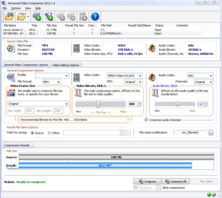 Phần mềm giảm dung lượng video Advanced Video Compressor 2012 - Cùng ...