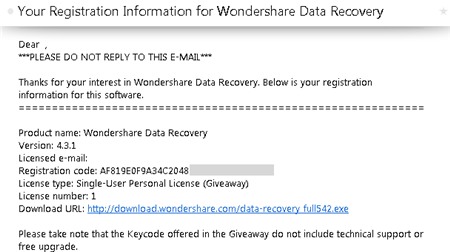 wondershare data recovery code