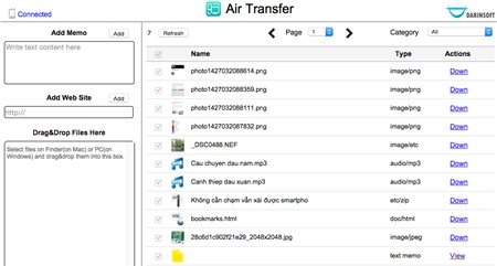 Air Transfer: Chuyển dữ liệu qua Wi-Fi