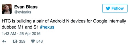 HTC sản xuất 2 thiết bị Nexus cho Google