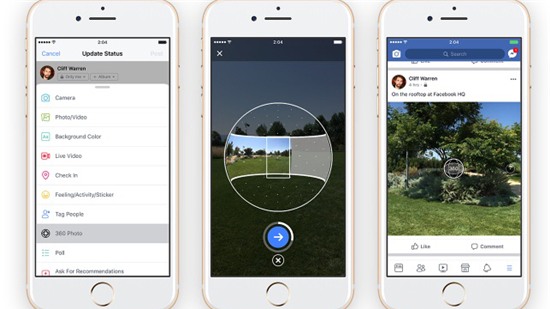 Facebook có tính năng mới, chụp và đăng ảnh 360 độ
