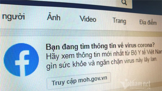 Tìm virus Corona trên Facebook, người dùng Việt Nam được chỉ tới website Bộ Y tế Tìm virus Corona trên Facebook, người dùng Việt Nam được chỉ tới website Bộ Y tế